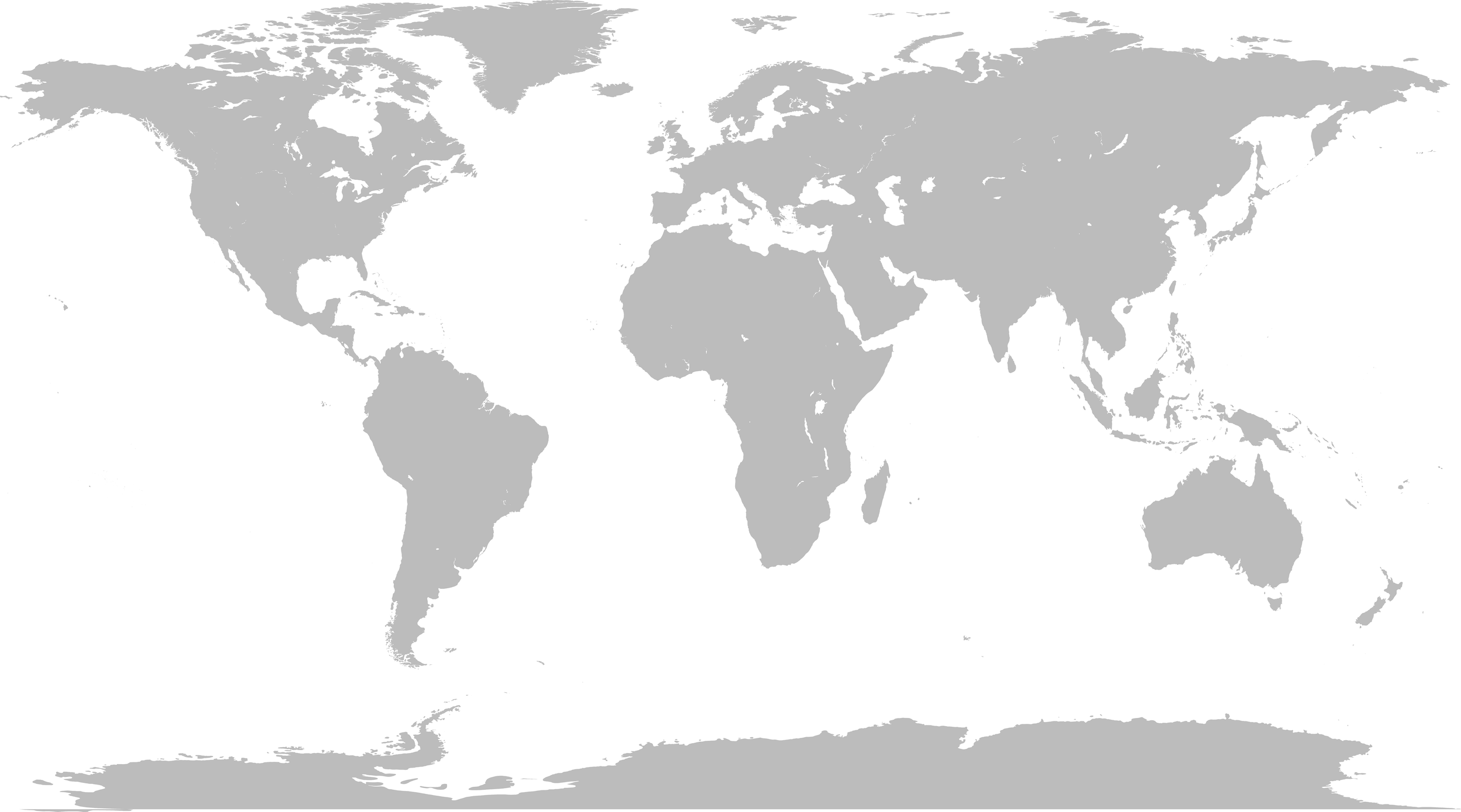 Map showing continents and oceans