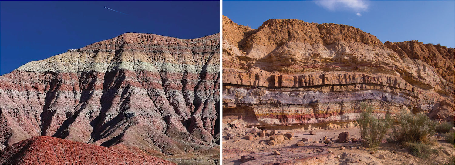 Two photographs of sedimentary layers