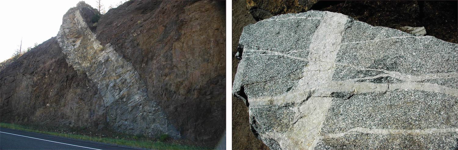 Two photographs of cross-cutting dikes