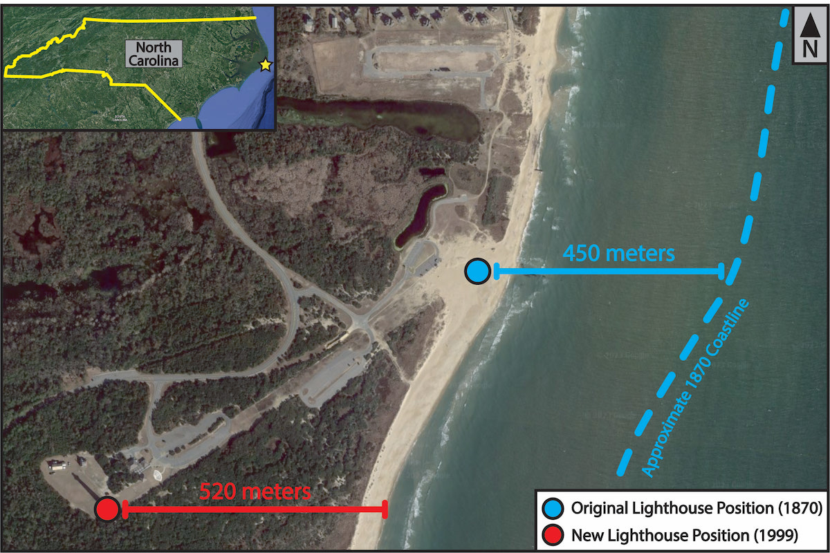 Satellite image of the Cape Hatteras lighthouse